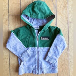 MONCLER Kids Two-Tone Green and Gray Hoodie Size 18-24 Months